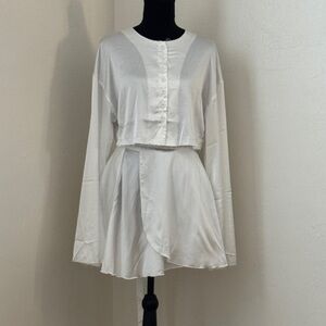 Commense Ivory Button-Up Skirt Set